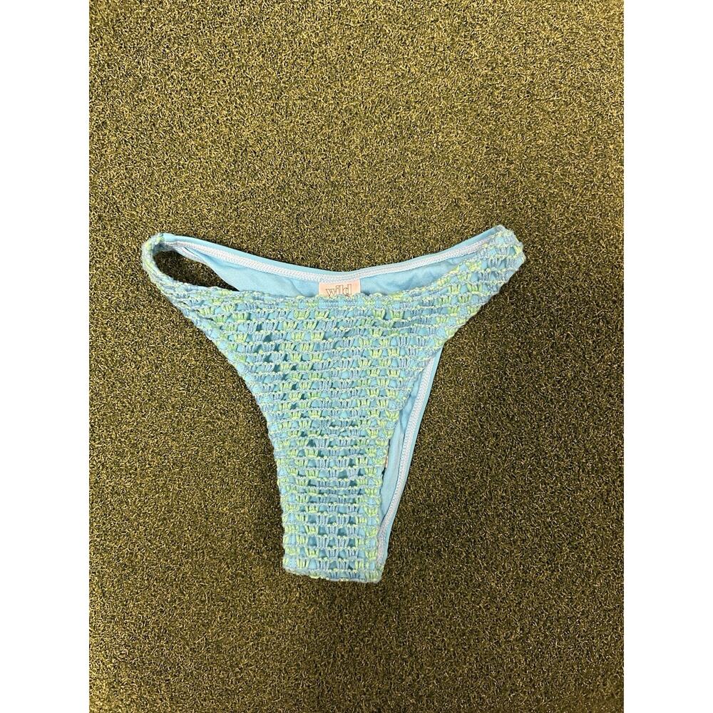Wild Fable Crochet Scoop Front Bikini Swimsuit Bottom Women XXS Turquoise Blue